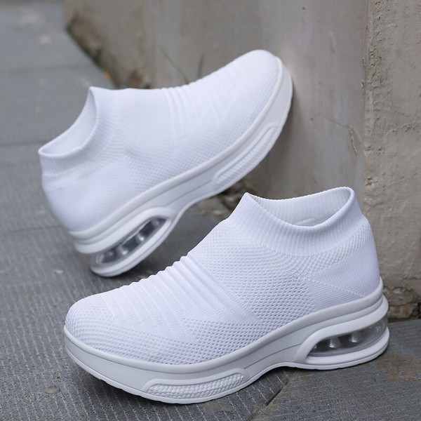 Women Casual Comfortable Striped Knitted Sports Running Shoes 