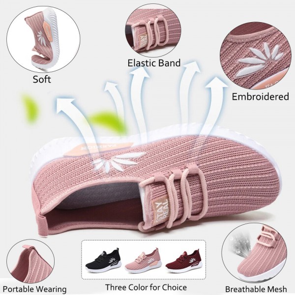 Women Lightweight Comfy Breathable Mesh Slip On Flat Sneakers 