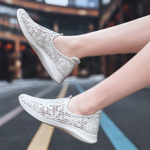 Women Casual Knitted Slip On Walking Flat Sneakers 