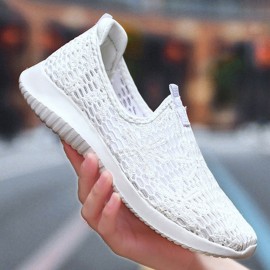 Women Casual Knitted Slip On Walking Flat Sneakers