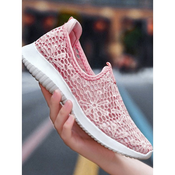 Women Casual Knitted Slip On Walking Flat Sneakers 