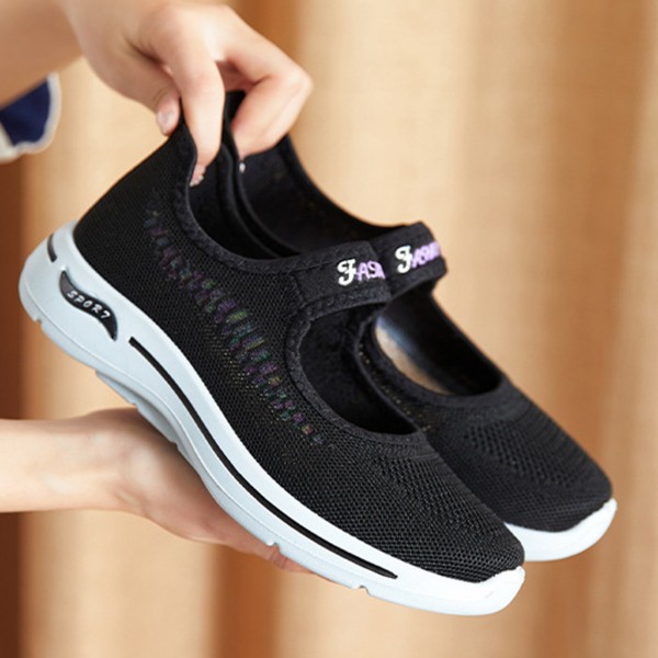 Women Breathable Comfy Mesh Hook&Loop Casual Walking Shoes 