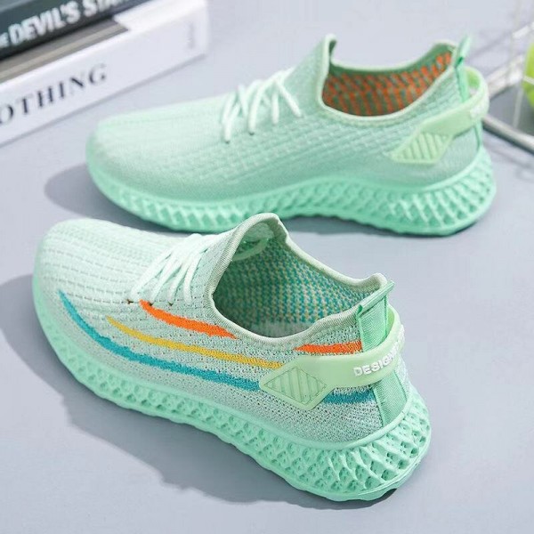 Women Breathable Mesh Rainbow Pattern Running Shoes Casual Sneakers 