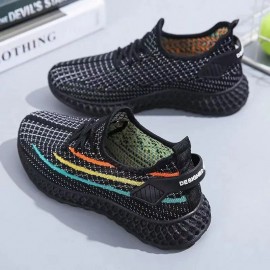 Women Breathable Mesh Rainbow Pattern Running Shoes Casual Sneakers