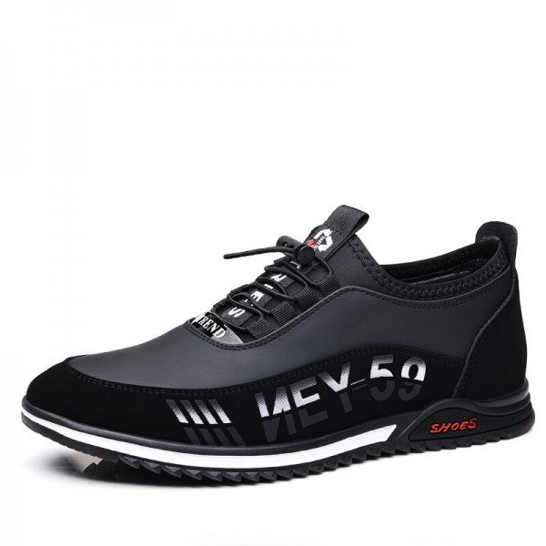 Men Microfiber Leather Breathable Soft Bottom Non Slip Elastic Laces Casual Business Shoes 