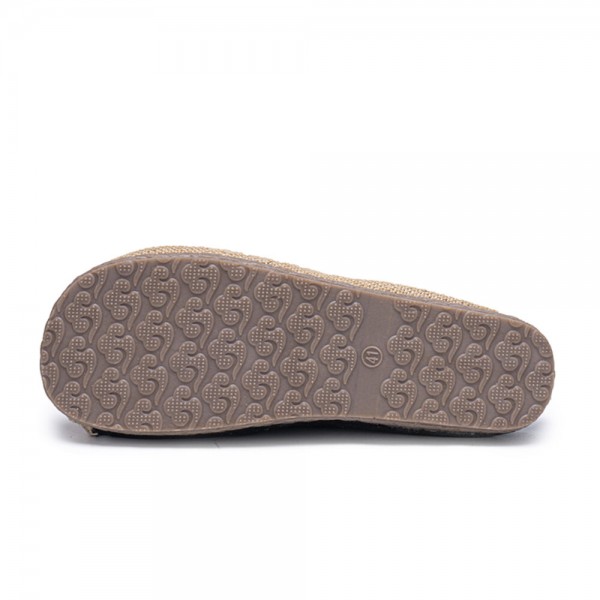 Men Breathable Folkways Pattern Handmade Closed Toe Casual Linen Slippers 