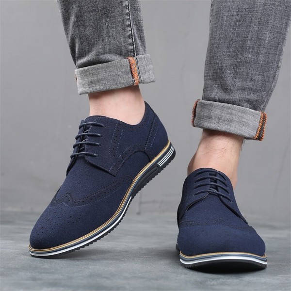 Men Breathable Comfy Vintage Pointed Toe Soft Bottom Lace Up Casual Business Shoes 